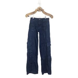 Urban Outfitters Jeans BDG Y2K Cargo Straight Wide Leg Dark Blue Rigid Denim 25